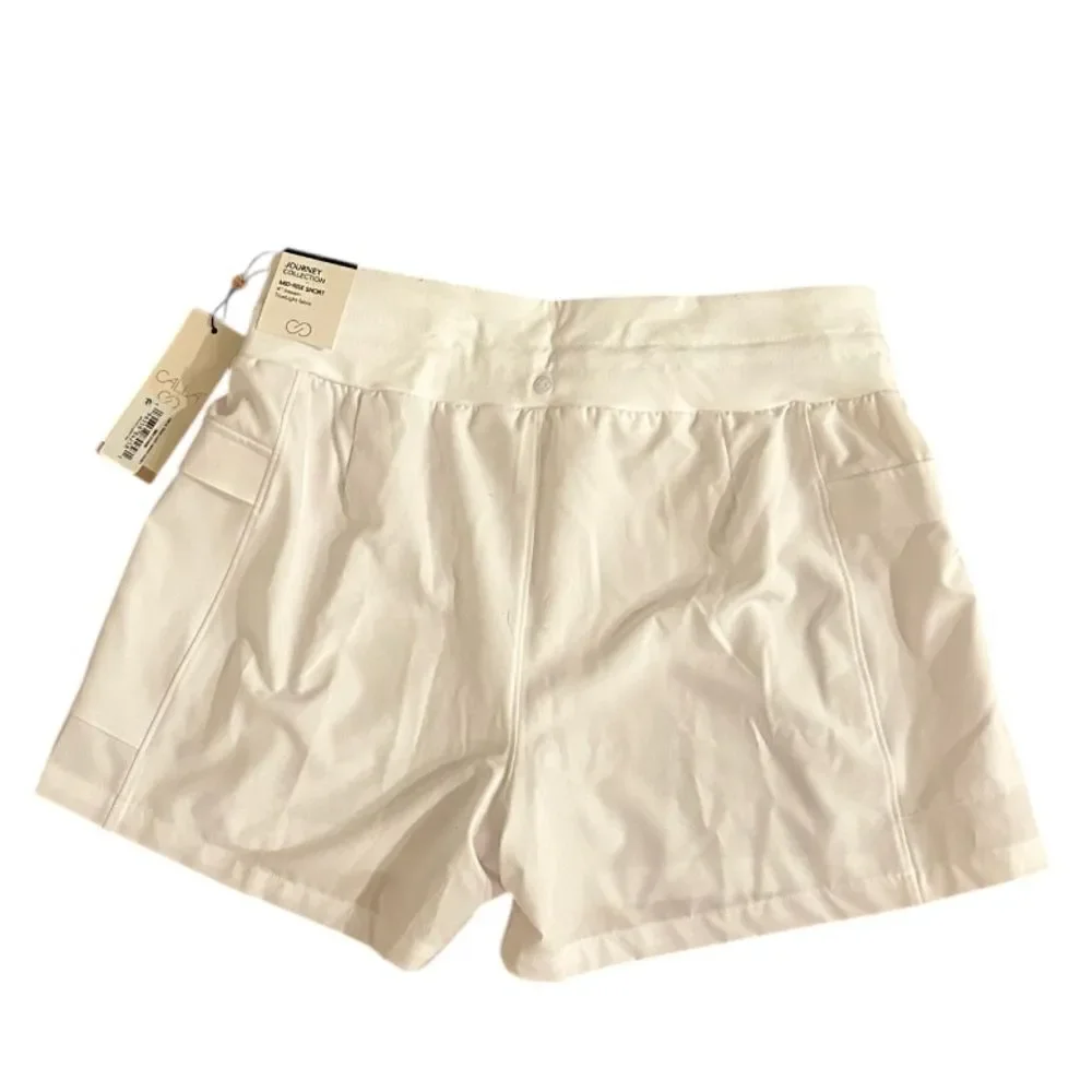 Calia Pure White Journey Collection MidRise Athletic Cargo short trulite fabric